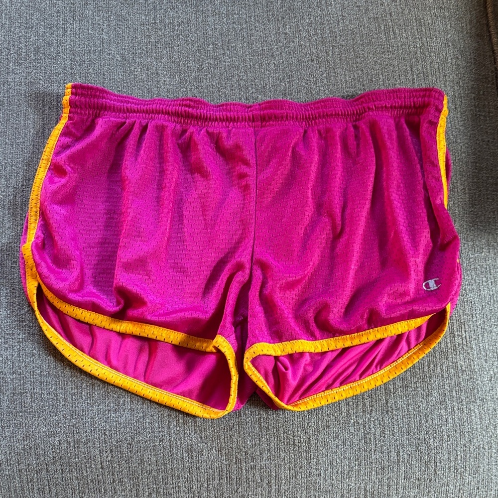 Champion Hot Pink Orange Athletic Workout Shorts Vintage Women’s Size S Small